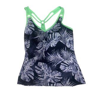 ZeroXposur Womens Tankini Top XL Tropical Leaf Print Light Support Stretch
